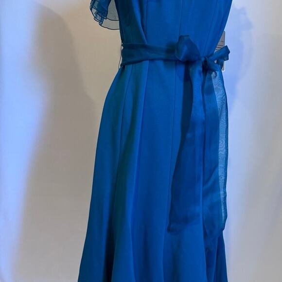 NWT Nue by Shani Blue Flutter Sleeve Midi Sundress formal cocktail dress - Picture 7 of 14